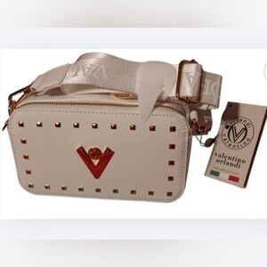 NWT Valentino Orlandi White and Gold Crossbody Bag